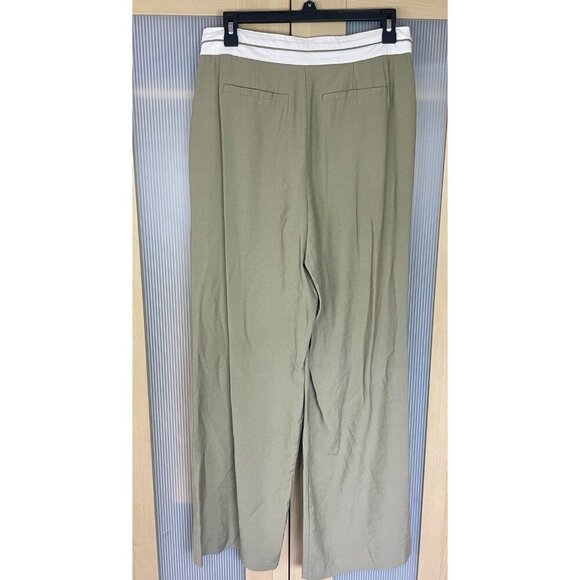 WAYF Women's High Waisted Green Wide Leg Pants Sz S 30” Casual Travel Streetwear - Picture 5 of 6